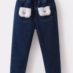 Kookie Kids Full Length Denim Jeans With Bunny Applique - Navy Blue-picture-22