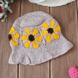 Woonie Handmade Crochet Daisy Bucket Cap - Grey-picture-20