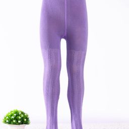 Cute Walk by Babyhug Knit AntibacterialFooted Tights with Cable Knit Design - Purple-picture-23