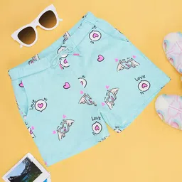 Pantaloons Junior Cotton Heart Printed Shorts - Blue-picture-21