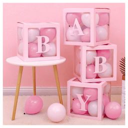 Shopperskart Baby Balloon Box Baby Shower Decorarions Kit Transparent Balloon Box is Perfect for Baby Shower & 1st Birthday Celebration - Pack of -4 Pink-17
