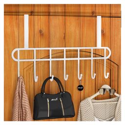 JD FRESH 1 Piece Premium Metal Drill Free Door Hangers for Clothes - White-0