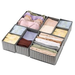 House of Quirk Non-Woven Foldable Clothing Storage Box Closet Dresser Drawer Organizer Cube Basket Bins Containers Divider With Drawers Set of 8 - Grey Lantern-10