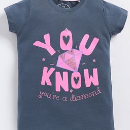 Parrot Crow Cotton Knit Short Sleeves You Know You Are A Diamond Text Printed Tee - Navy Blue-picture-28