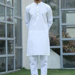 KRAFT INDIA Men Woven Design Self Design Kurta with Pyjamas-46