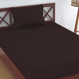 Galaxy Home Decor Brown Striped 210 TC Single Bedsheet Set- 2.28 m x 1.52 m-image-76