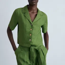 MANGO Women Linen Shorts-image-46