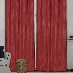 Saral Home Rust Set of 2 Geometric Black Out Door Curtain-14