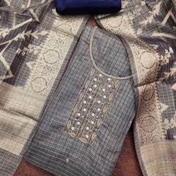 SAINOOR Geometric Woven Design Beads and Stones Organza Unstitched Dress Material-image-22