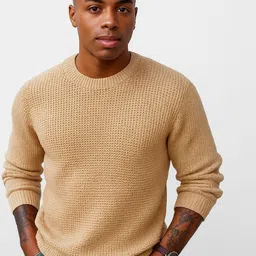 Colorchakra Men Waffle Knit Woollen Pullover-picture-31