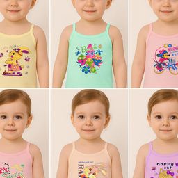 BODYSHINE Girls Pack Of 6 Printed Innerwear Vests-image-103