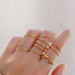 DressBerry Set Of 5 Gold-Plated Adjustable Stackable Finger Rings-17