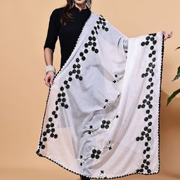 LOOM LEGACY Floral Embroidered Cotton Dupatta With Thread Work-picture-16