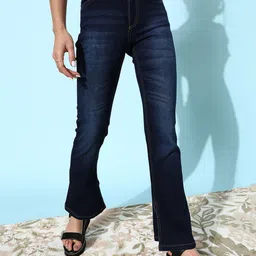 Mast & Harbour Women Bootcut Mid-Rise Light Fade Stretchable Jeans-picture-31