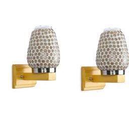 Somil Premium Designer Glass Wall / Night Lamp Elegant & Stylish Dcor Accent for Modern Interiors, color- Golden, White Size- 18.5 X 28 X 26 CM-image-53