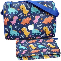 50 L Hand Duffel Bag - Cute Dinosaur Printed Trianle Duffel Bag & Pouch Kids Combo Set - Multicolor - Large Capacity-image-70