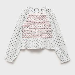 Mango Kids Girls Cotton Printed Puff Sleeve Smocked Top-picture-14