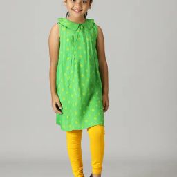Kiddopanti Kids Green Printed Kurta-image-56