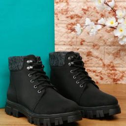 Flat N Heels Women's Black Derby Boots-73