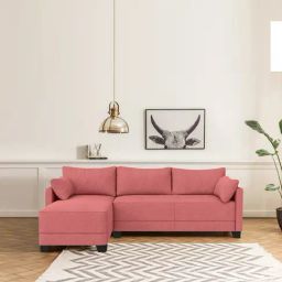 Trevi Duke Peach Fabric & Neem Wood 6 Seater LHS Sectional Sofa-32