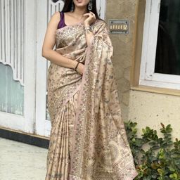 ETHNIC TODAY Floral Art Silk Tussar Saree-image-69