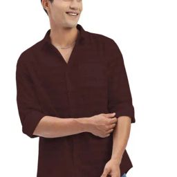 Showoff Maroon Cotton Slim Fit Striped Shirt-image-37