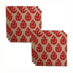 BILBERRY Furnishing by preeti grover 6-Pcs Brown & Red Printed Cotton Table Napkins-image-56