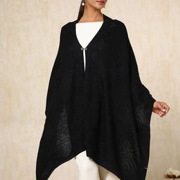 Soch Womens Black Acrylic Woven Design Shawl-6