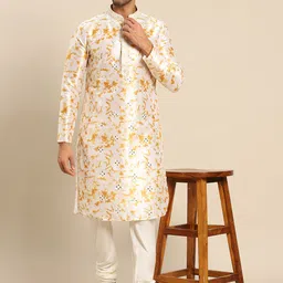 KISAH Men White Dyed Kurta with Churidar-picture-27