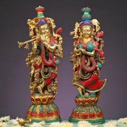 Ekaa Handicrafts Multicolour Radha Krishna Statue-23