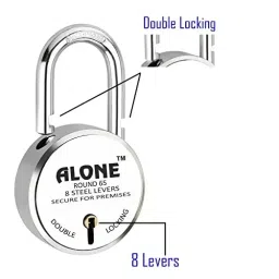 ALONE LOCKS Round 65 mm Steel Chrome 5 Same Keys Double Locking Padlock (Pack of 4) image 2