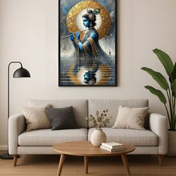 999Store Blue & Gold-Toned Canvas Religious Wall Paintings-image-8