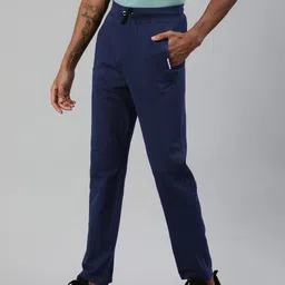 TOM BURG Men Navy Blue Solid Slim Fit Track Pants-image-21