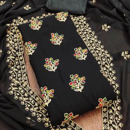 SAINOOR Embroidered Silk Georgette Unstitched Dress Material-image-86