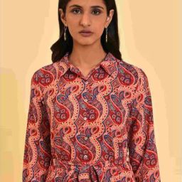 W Red Printed A-Line Dress image 5
