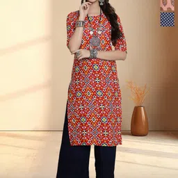 HERE&NOW Women Pack of 3 Ethnic Motifs Printed Regular Straight Knee Length Kurta-image-55