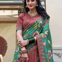 A TO Z CART Printed Ready to Wear Silk Lehenga & Unstitched Blouse With Dupatta image 3
