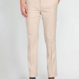 Arrow New York Beige Slim Fit Checks Trousers-image-34