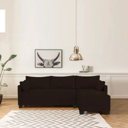 Trevi Duke Brown Fabric & Neem Wood 6 Seater RHS Sectional Sofa-25
