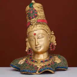 Ekaa Handicrafts Gold Brass Parvati Bust with Stonework-picture-4