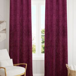Aura Burgundy 3 Pieces Ethnic Motifs Room Darkening Long Door Curtains-picture-39