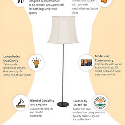Devansh Off White & Black Cotton Cylindrical Shade Floor Lamps-image-89