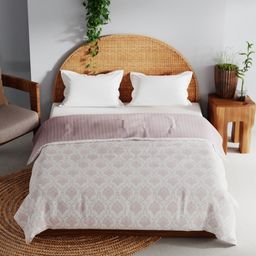 BIANCA Mezzo White & Pink Printed Pure Cotton AC Room 150 GSM Double Bed Dohar-picture-13
