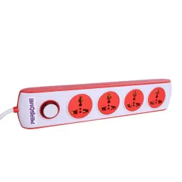 Persome 4+1 Red & White Extension Board with 4 Universal Socket & Single Switch image 2