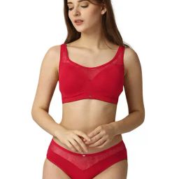 Soie Red Padded Non-Wired Bra & Panty Set-20