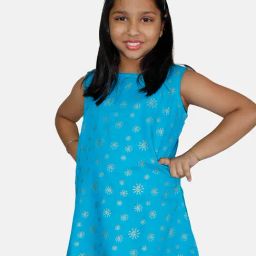 Kiddopanti Kids Aqua Blue Printed Kurta-image-37
