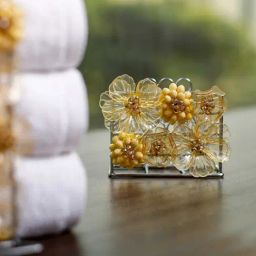 Home4U Canna Floral Multicolor Bamboo Napkin Holder-15