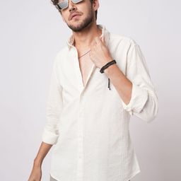 VASTRADO Men Classic Slim Fit Textured Spread Collar Cotton Casual Shirt-image-12