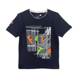 Cavio Kids Navy Printed T-Shirt-image-20
