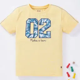 Ed-a-Mamma Kids Yellow Cotton Embroidered T-Shirt-picture-13
